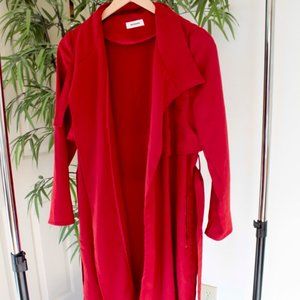 Because Red Wrap Trench Jacket Size XS Small